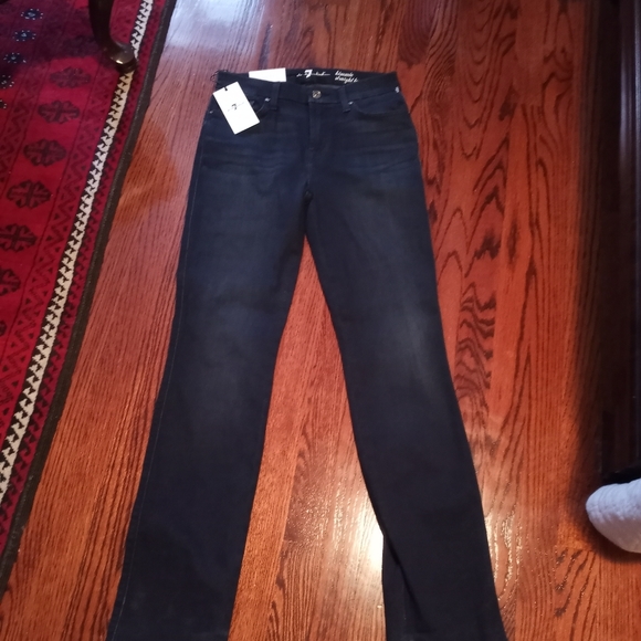 7 For All Man Kind straight leg jeans, blue/black. 98% cotton 2% spandex size 27 - Picture 3 of 4
